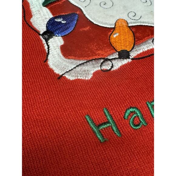 Vintage Nutcracker Red 1X Embroidered Santa Happy Holiday! Christmas Sweatshirt - Picture 4 of 12